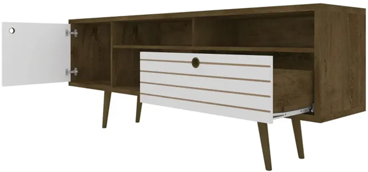 Liberty Extra Large TV Stand in Brown and White