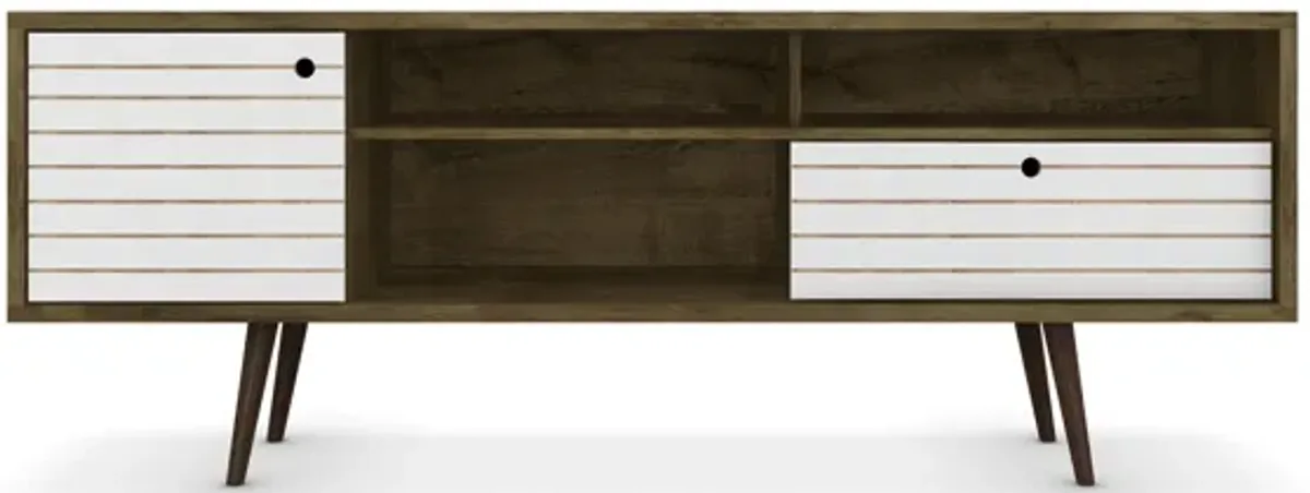 Liberty Extra Large TV Stand in Brown and White