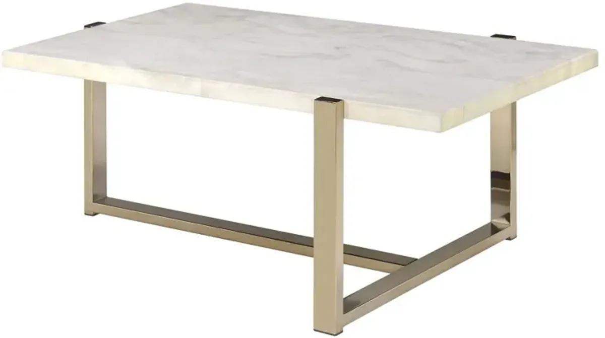 Feit Coffee Table In Faux Marble & Champagne