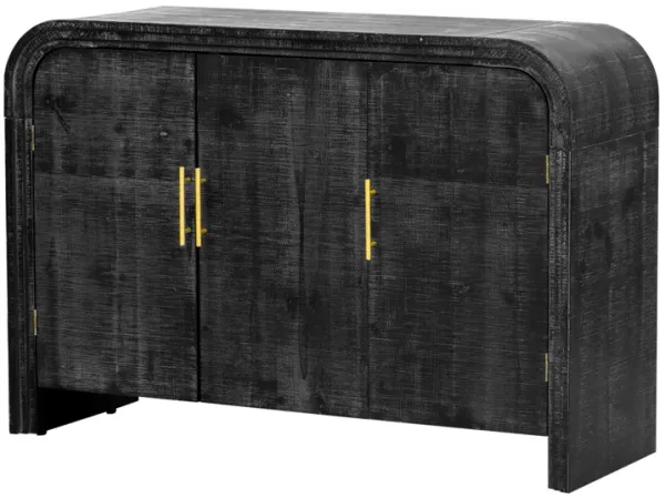 Minimalist Curved Sideboard with Gold Handles and Dividers
