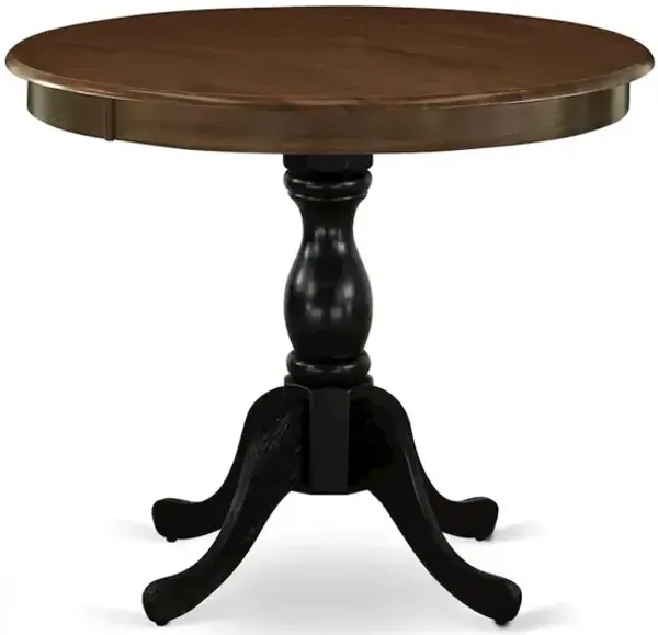 Antique Kitchen Dining Table - a Round Wooden Table Top with Pedestal Base