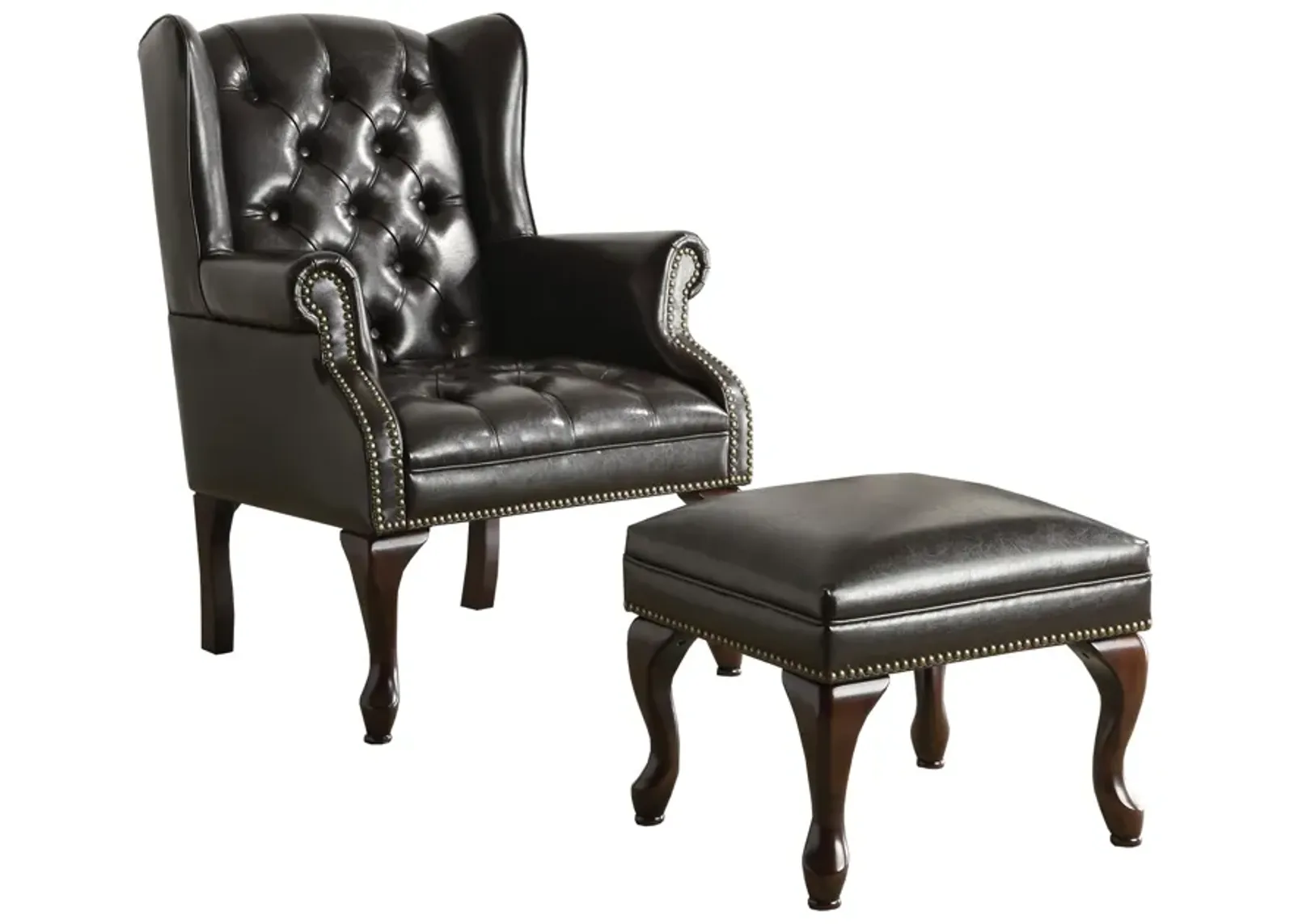 Significantly Grand Accent Chair withOttoman, Black-Benzara