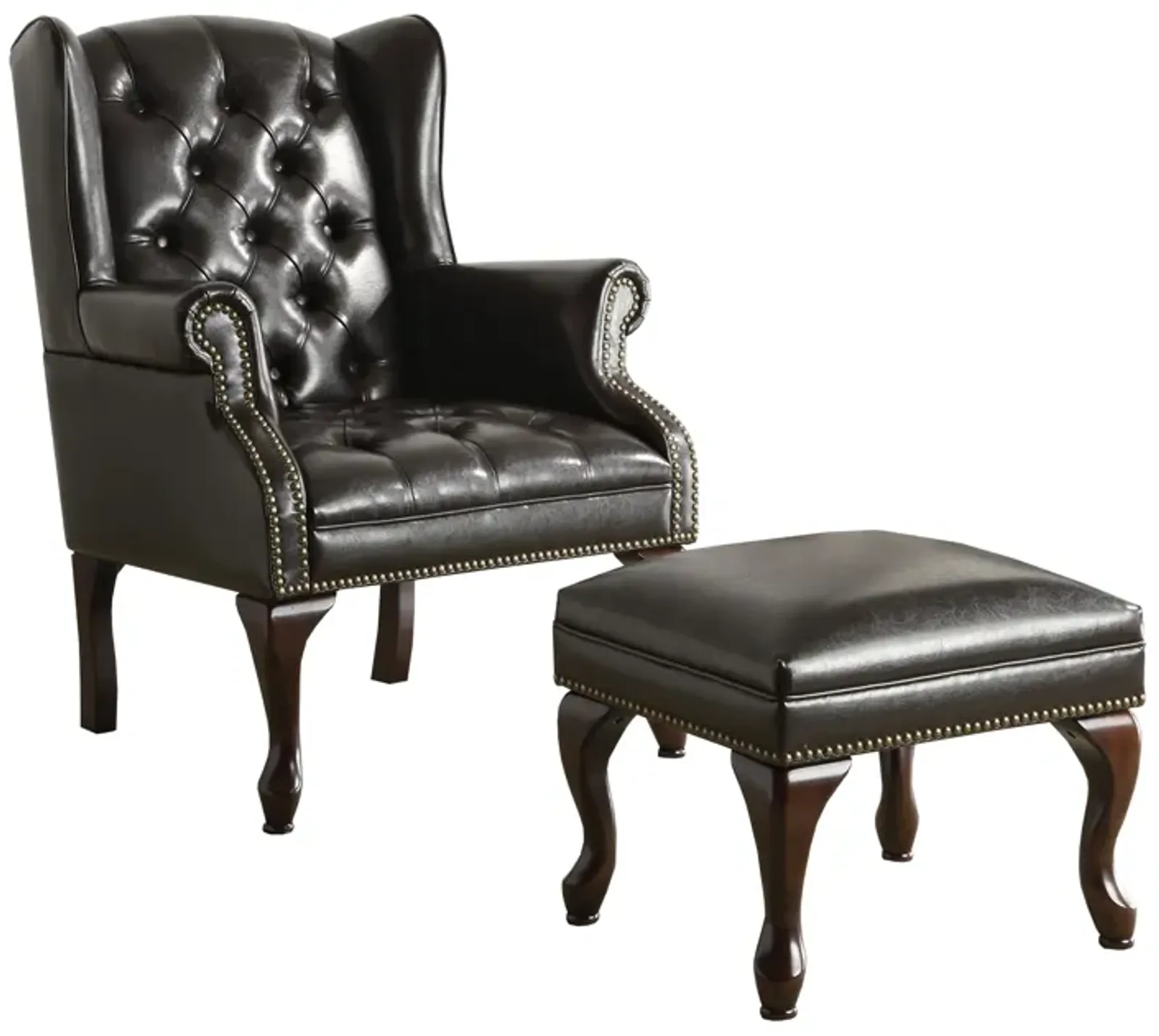 Significantly Grand Accent Chair withOttoman, Black-Benzara