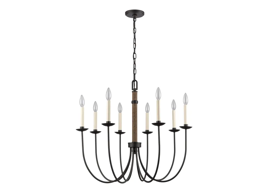 Neville 28'' Wide 8-Light Black Chandelier