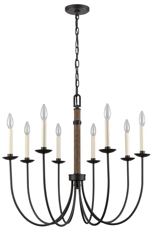 Neville 28'' Wide 8-Light Black Chandelier