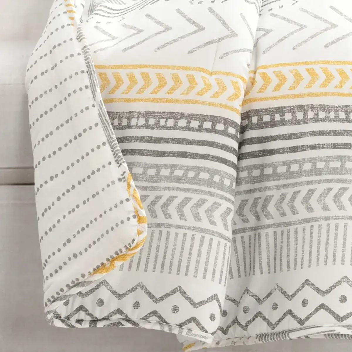 Hygge Geo Reversible Cotton Throw Yellow/Gray Single 50X60