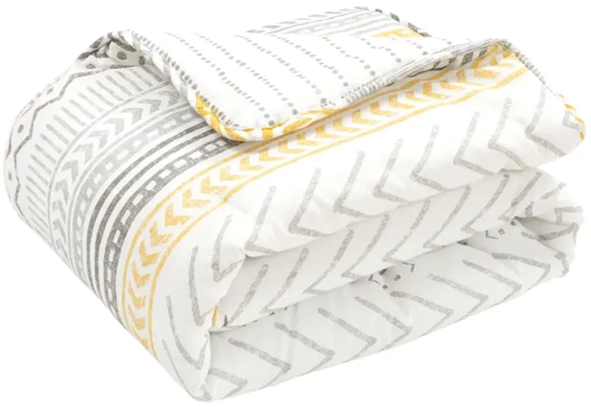 Hygge Geo Reversible Cotton Throw Yellow/Gray Single 50X60