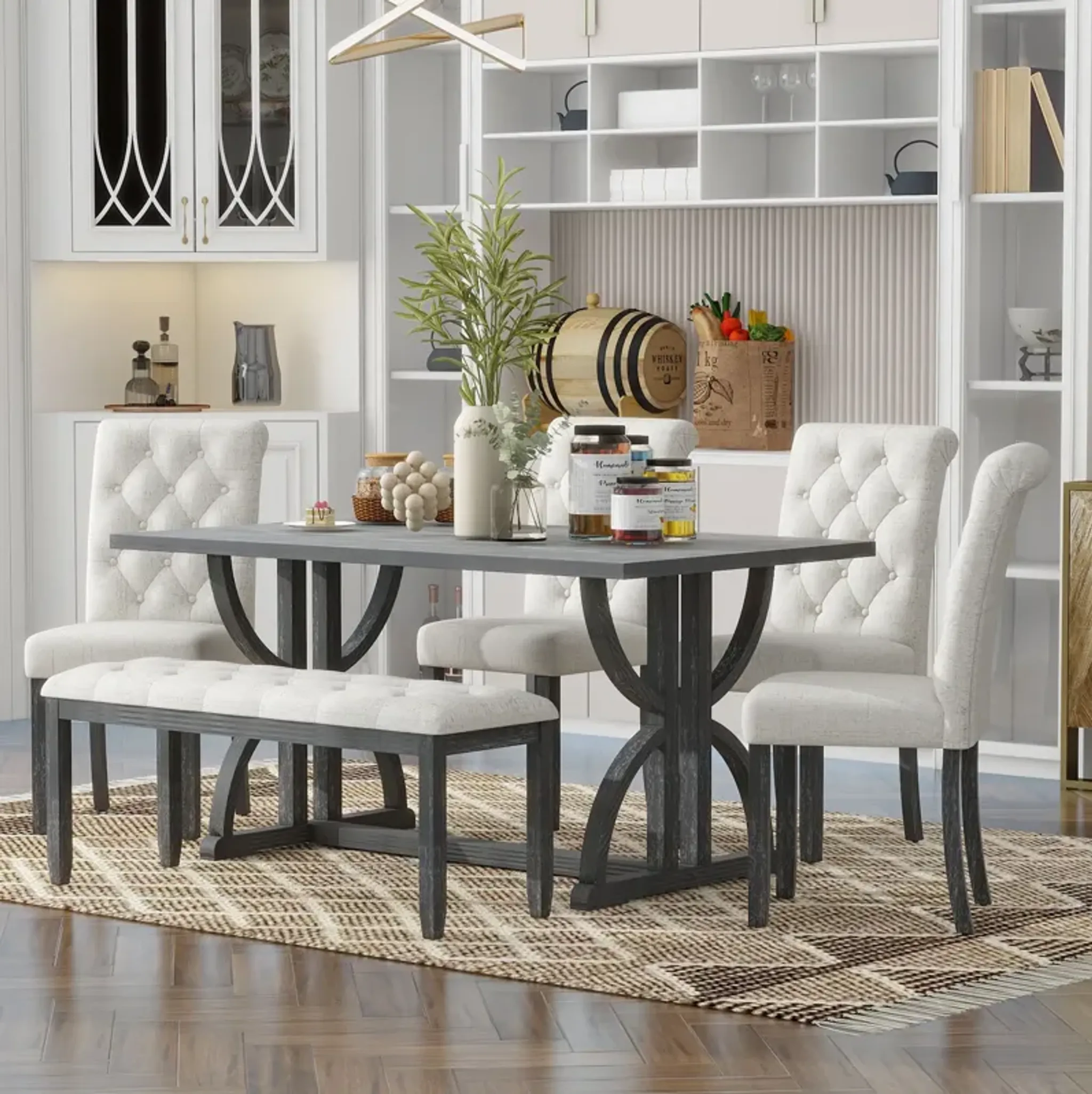 Merax 6 Piece Retro Rectangular Dining Table Set Mathis Home ...