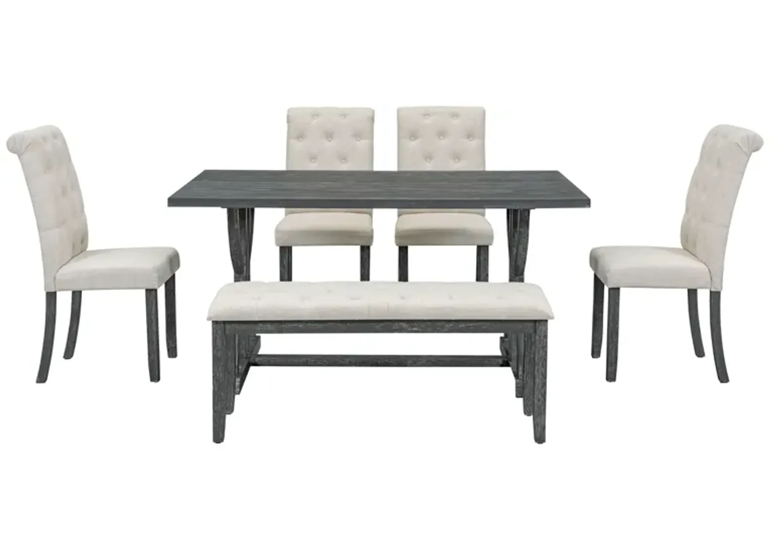 Merax 6-Piece Retro Rectangular Dining Table Set