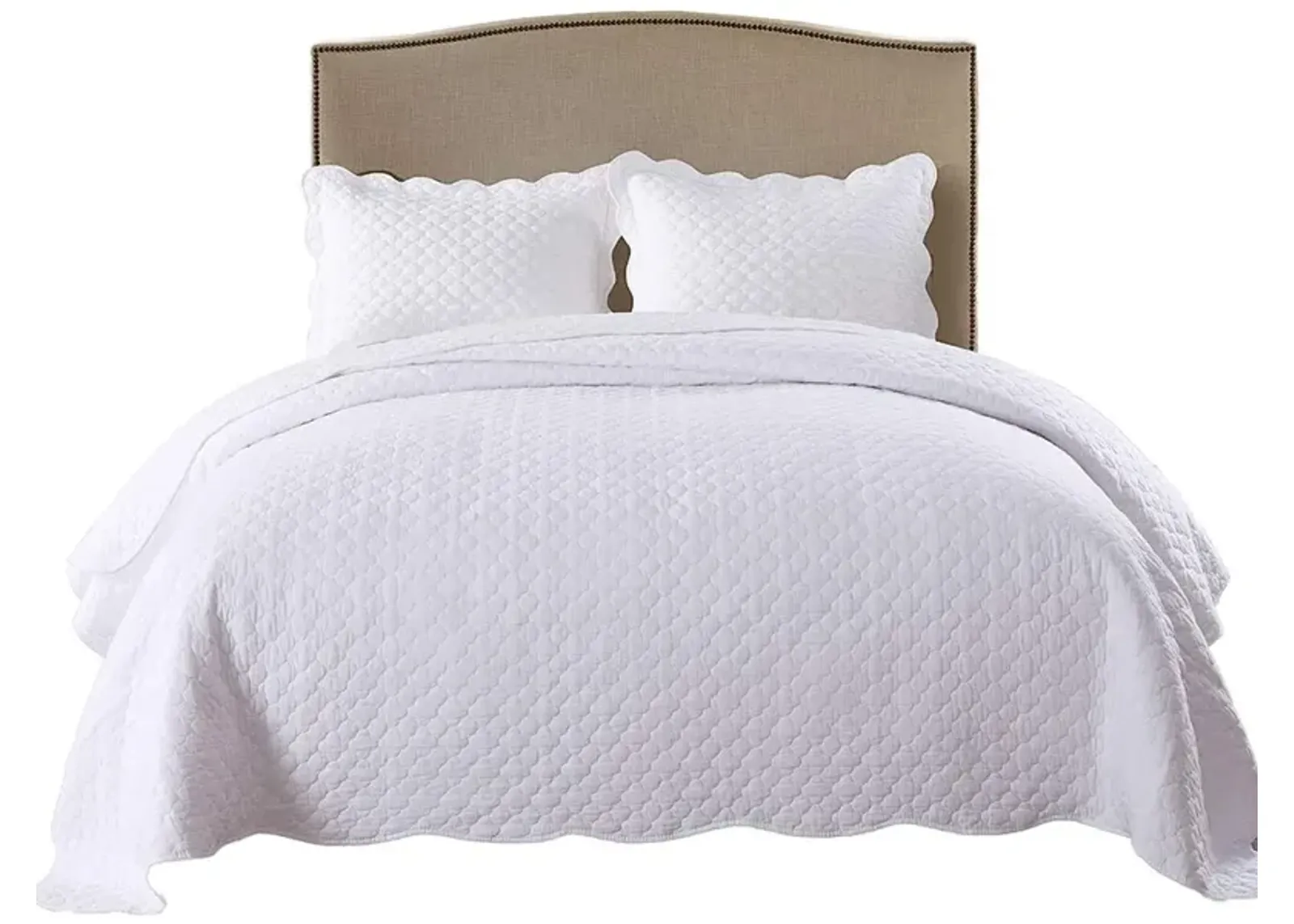 MarCielo White Cotton Quilt Set Bedspread Coverlet B34