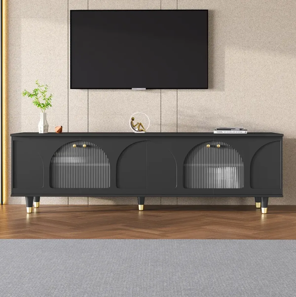 Merax Contemporary TV Stand with Adjustable Shelves