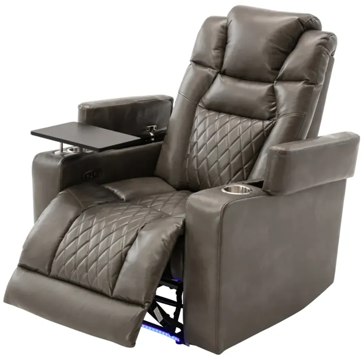 Power Motion Recliner With USB Charging Port And Hidden Arm Storage, Home Theater Seating