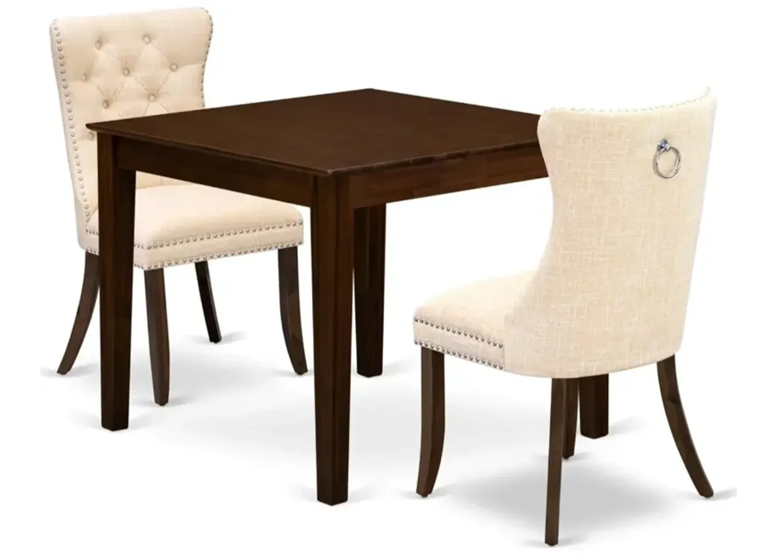 3 Piece Dining Room Table Set Consists of a Square Solid Wood Table