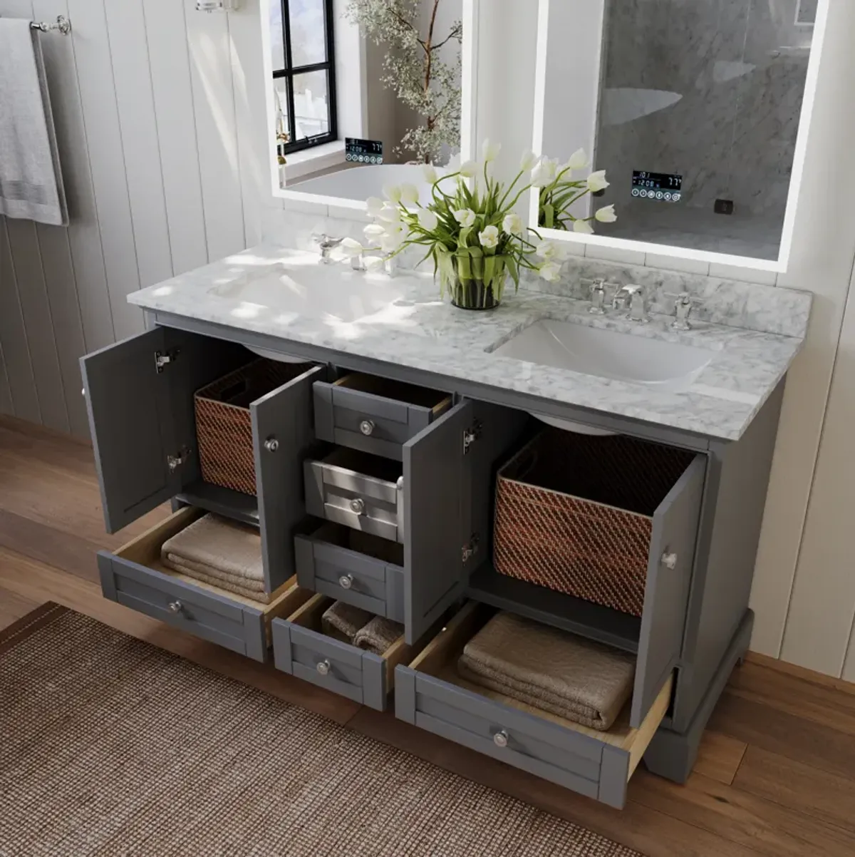 Audrey 66 in. Bath Vanity Set in Sapphire Gray