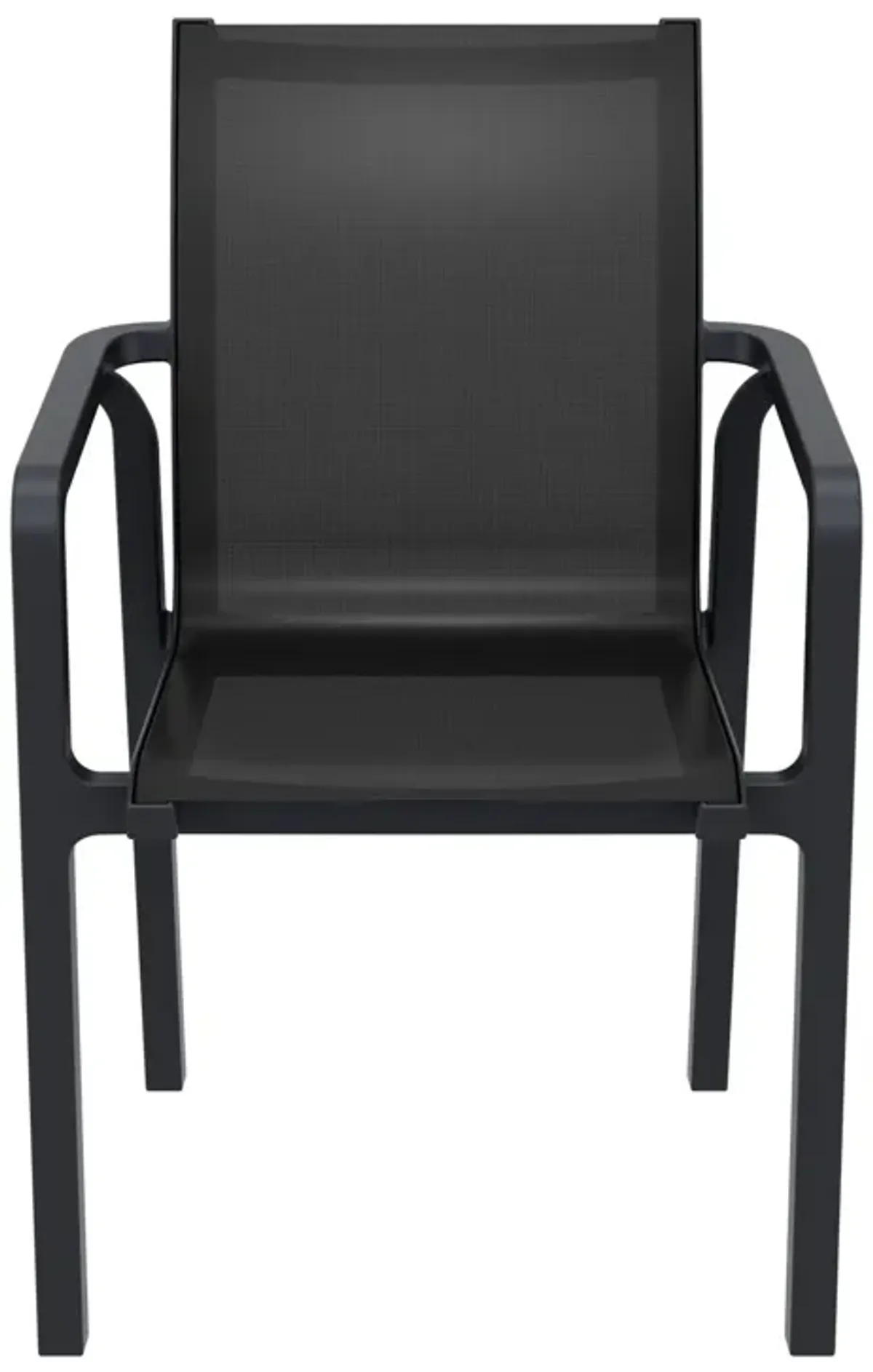 35.5" Gray and Black Resin Sling Outdoor Dining Arm Chair