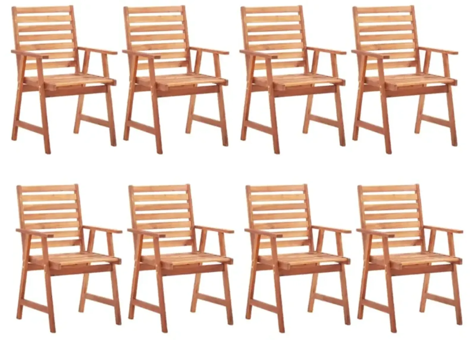 vidaXL Patio Dining Chairs 8 pcs Solid Acacia Wood