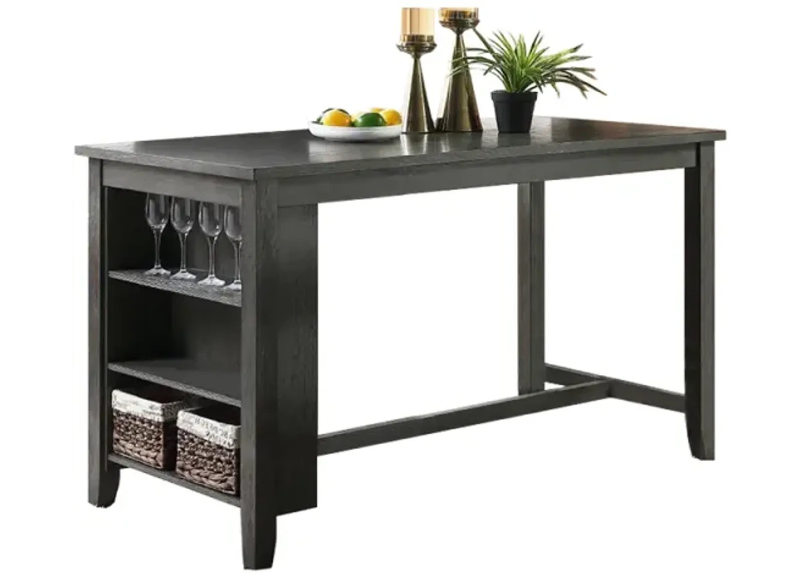 Rectangle Wooden Counter Height Dining Table with Storage in Black