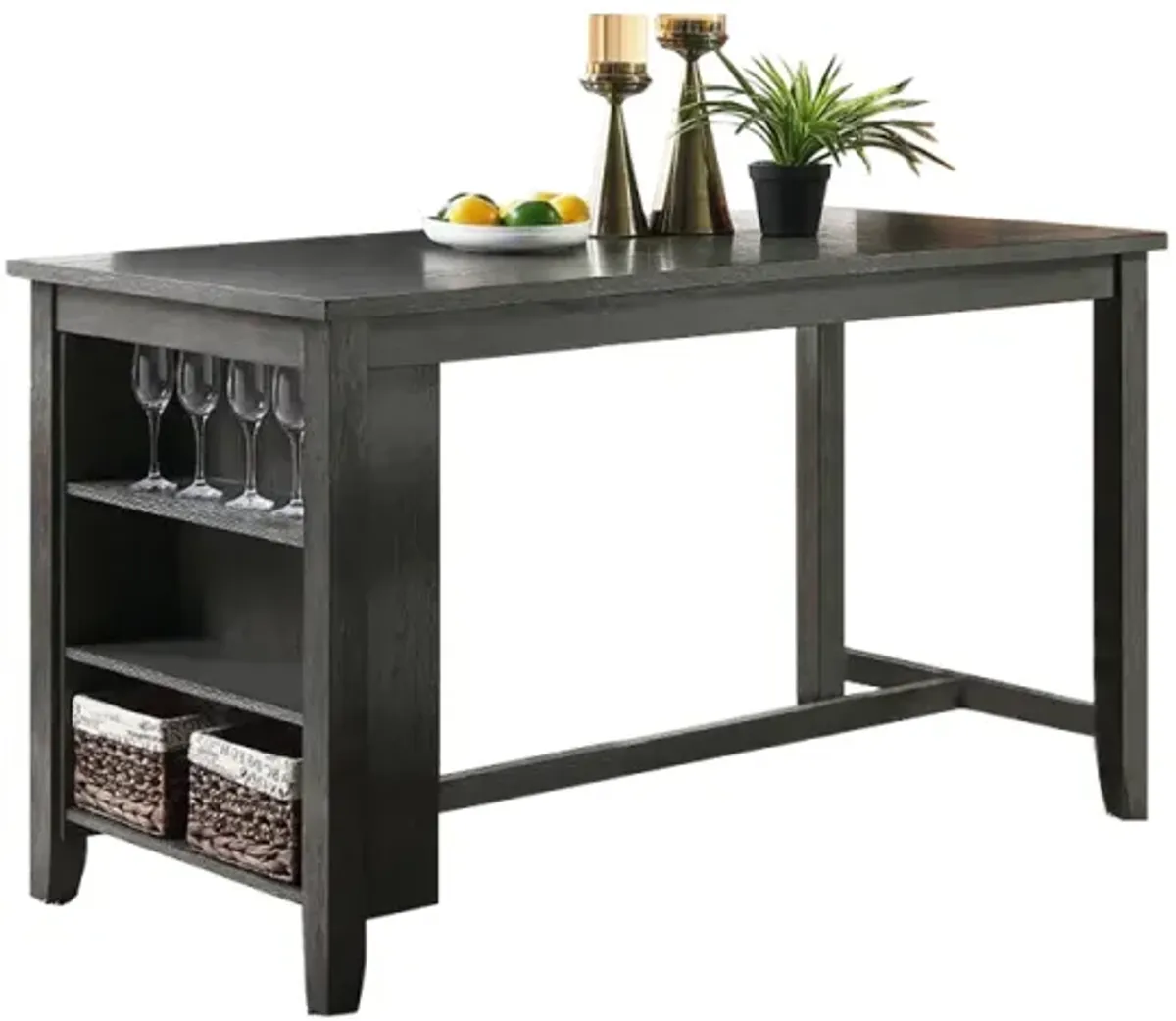 Rectangle Wooden Counter Height Dining Table with Storage in Black