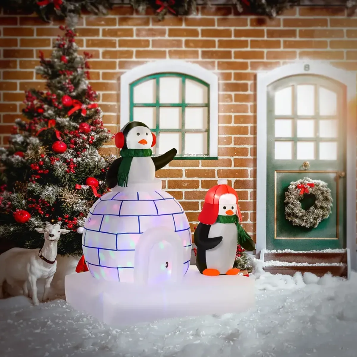 5ft Light Up Penguins Outdoor Christmas Inflatable Yard Decoration w/ LED Lights