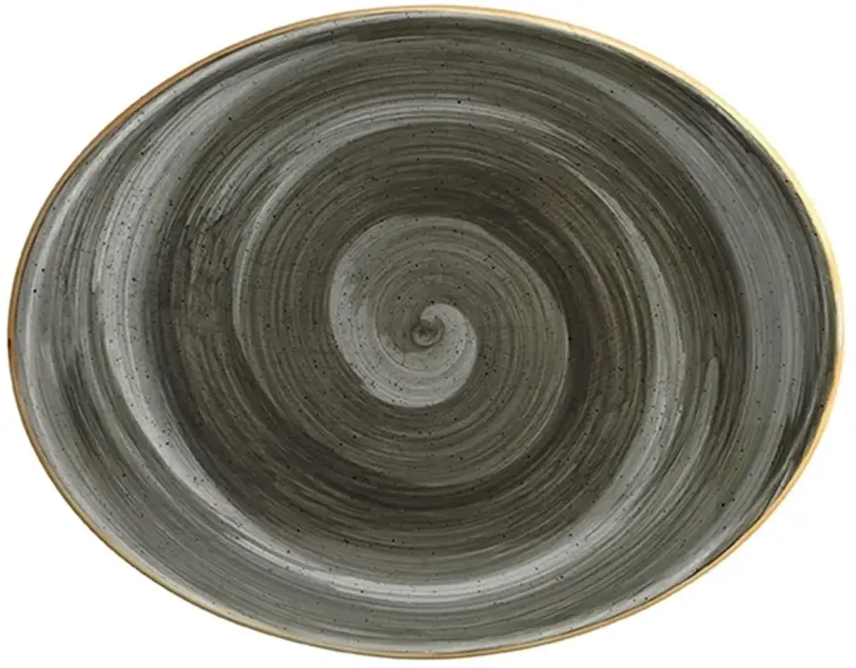 Space 12.25" x 9.5" x h:1" Oval Grey Porcelain Platter