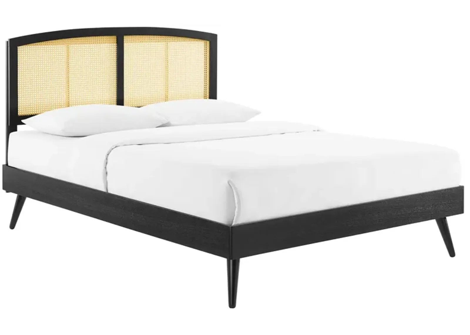 Modway - Sierra Cane and Wood King Platform Bed with Splayed Legs