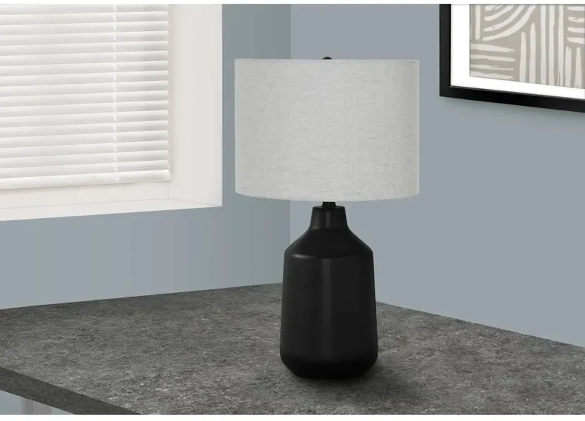 Monarch Specialties I 9701 - Lighting, 24"H, Table Lamp, Black Concrete, Grey Shade, Contemporary