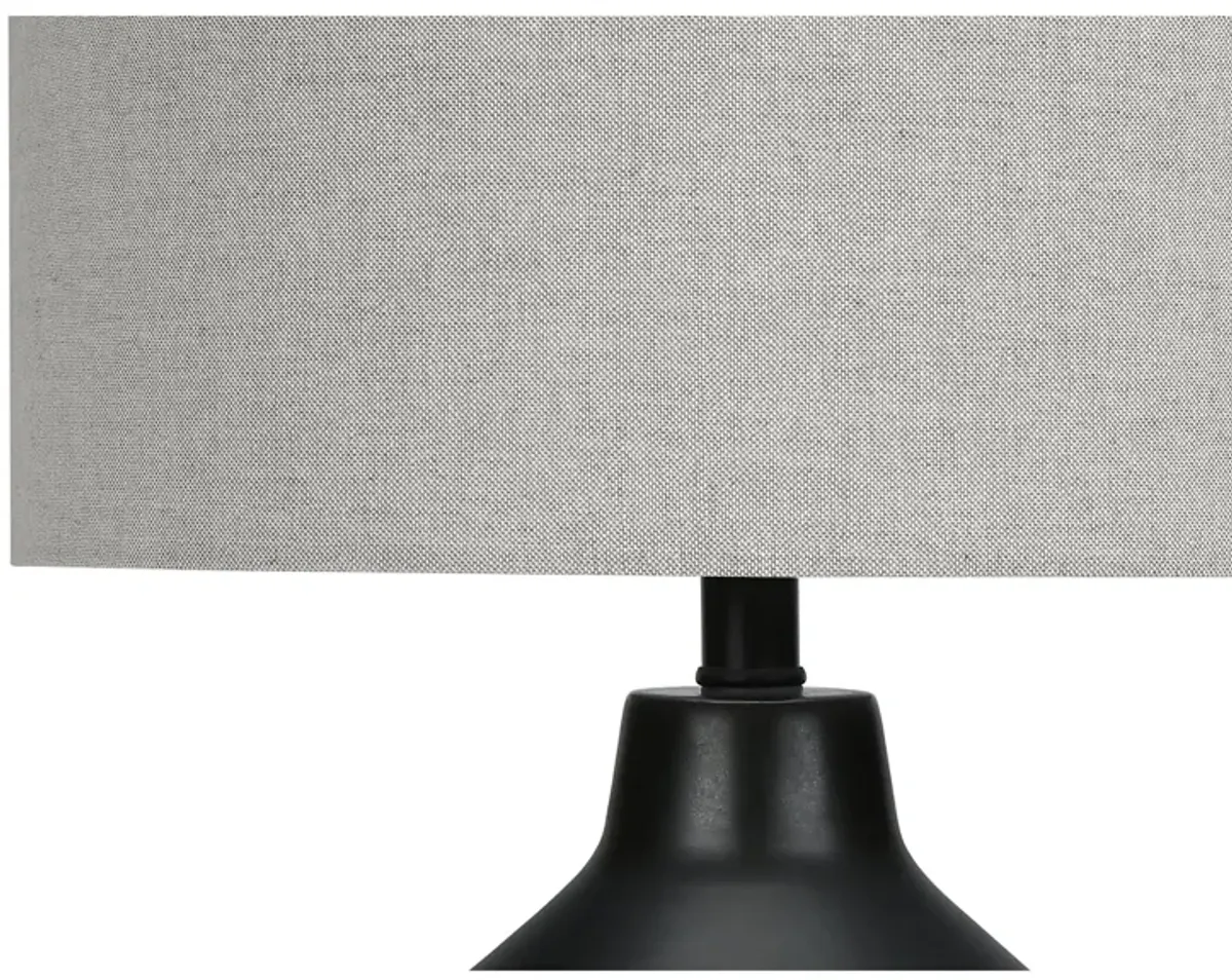 Monarch Specialties I 9701 - Lighting, 24"H, Table Lamp, Black Concrete, Grey Shade, Contemporary