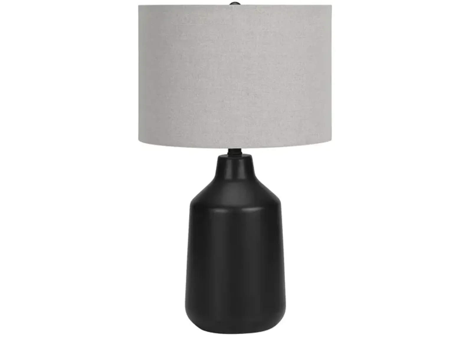 Monarch Specialties I 9701 - Lighting, 24"H, Table Lamp, Black Concrete, Grey Shade, Contemporary