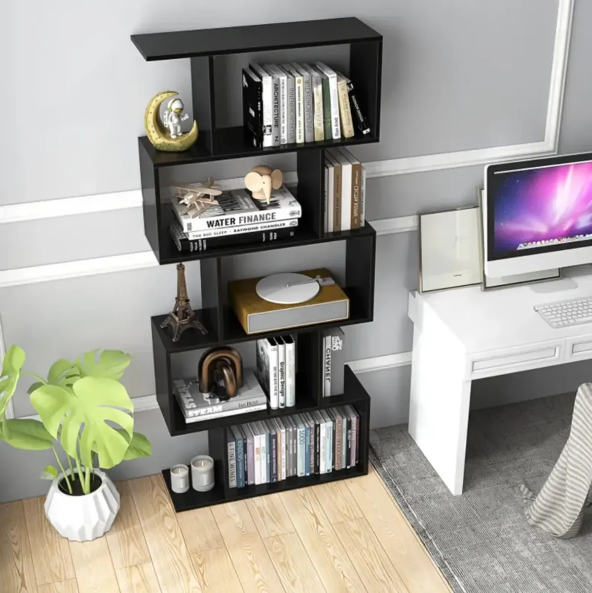 Hivvago 5-Tier Bookshelf with Anti-Toppling Device for Living Room Home Office