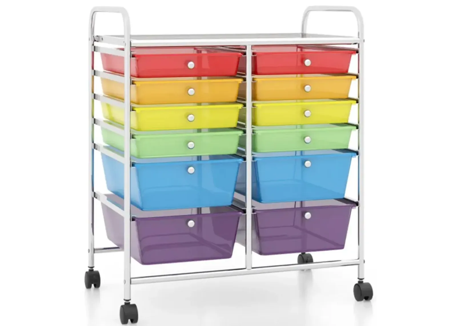 Hivvago 12-Drawer Rolling Storage Cart with Removable Drawers and Lockable Wheels