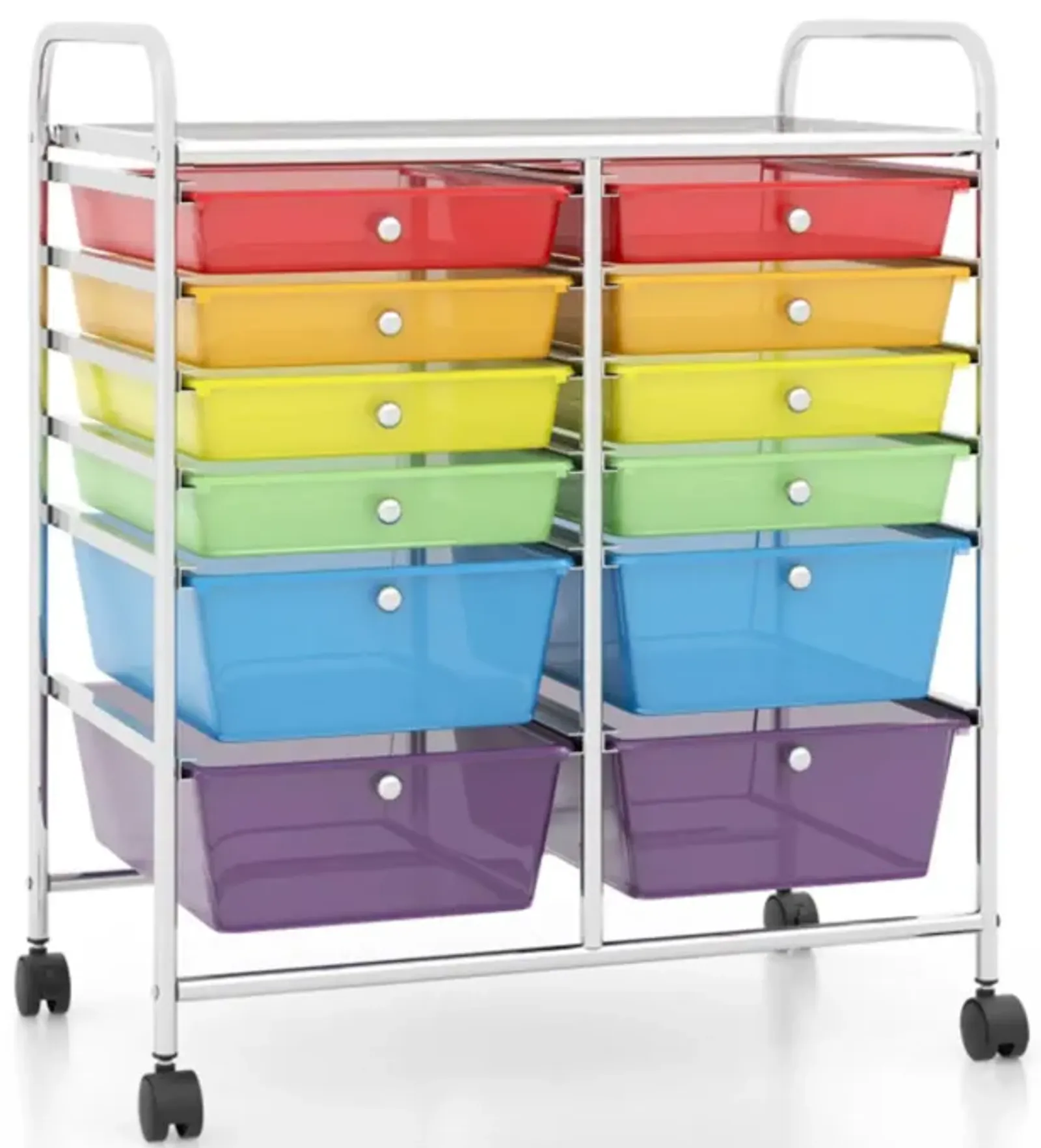 Hivvago 12-Drawer Rolling Storage Cart with Removable Drawers and Lockable Wheels