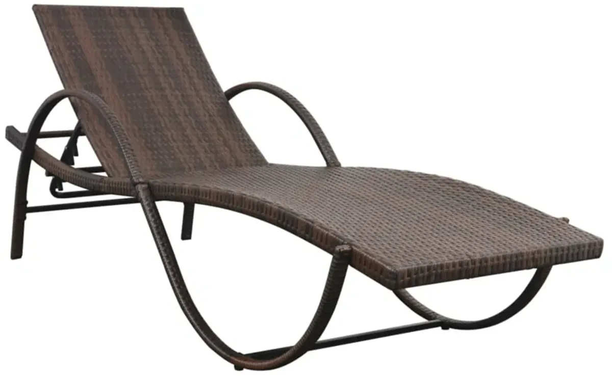 vidaXL Sun Lounger with Cushion Poly Rattan Brown