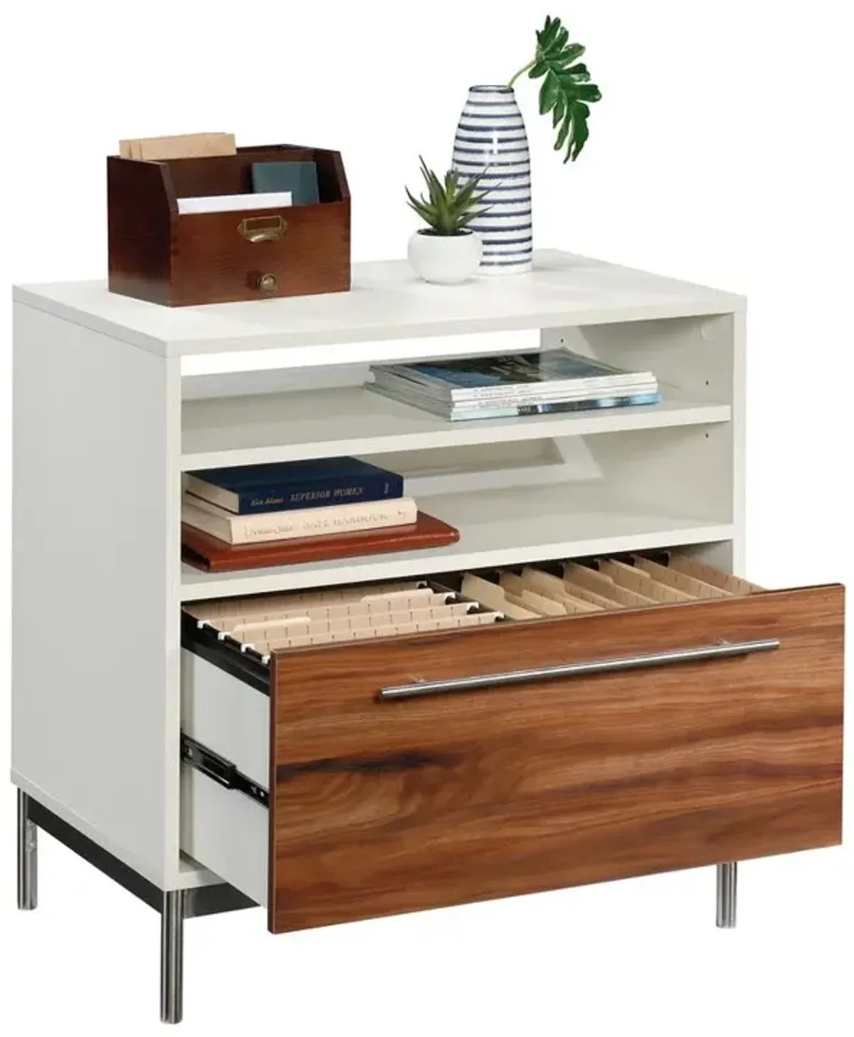 Sauder Vista Key Lateral File Ped Pearl Wh/Blaz