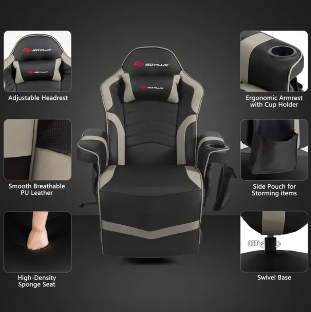 Hivvago Ergonomic High Back Massage Gaming Chair with Pillow