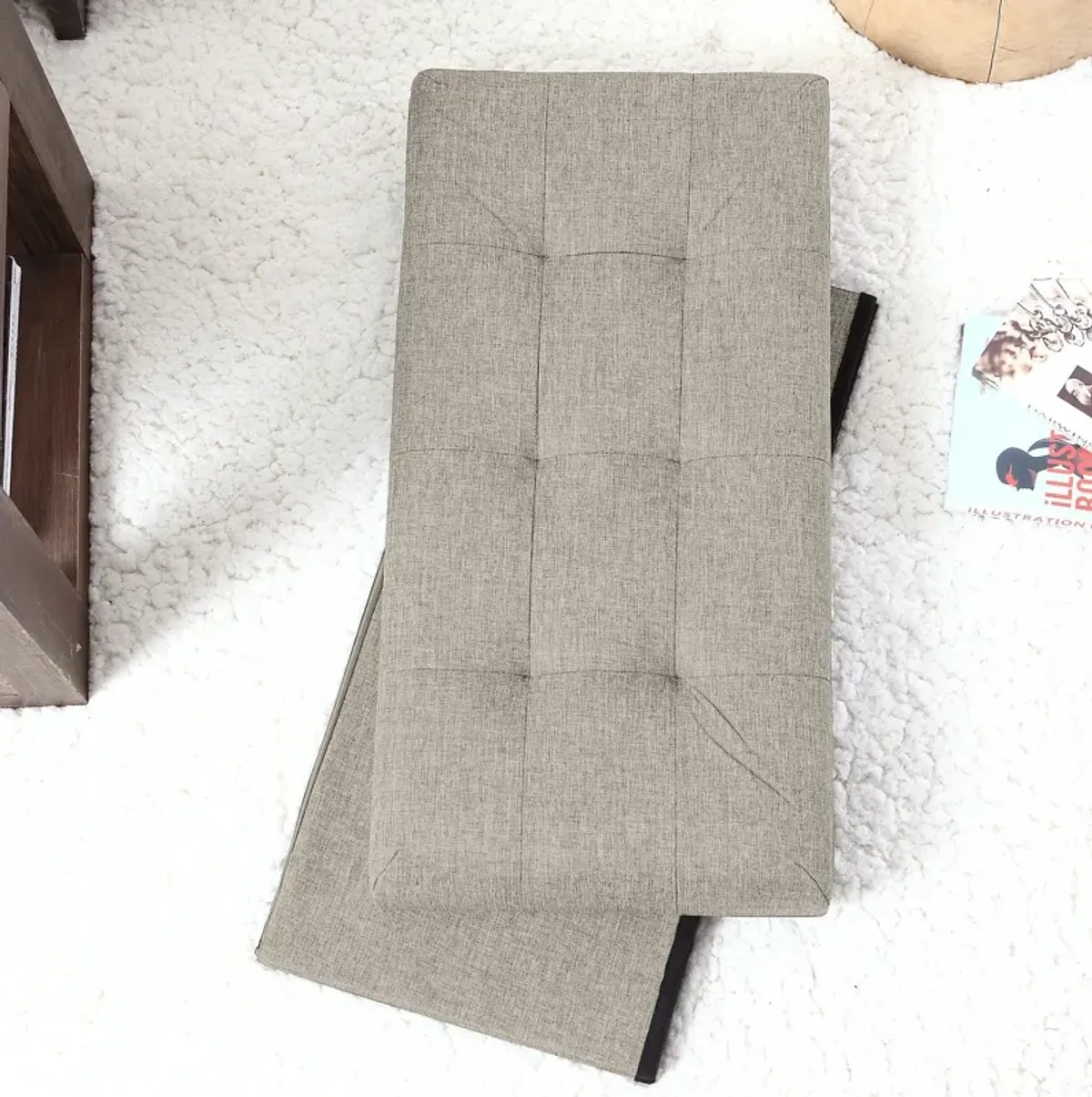 Foldable Tufted Storage Ottoman