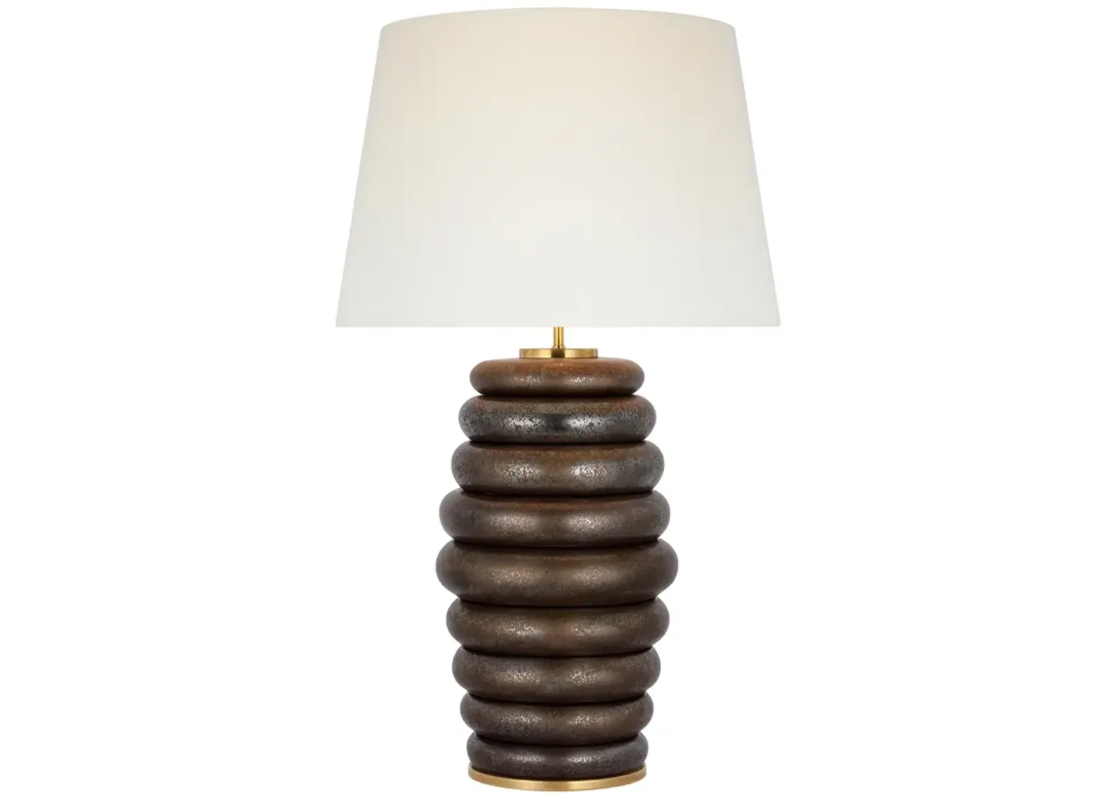 Phoebe Extra Large Stacked Table Lamp in Crystal Bronze