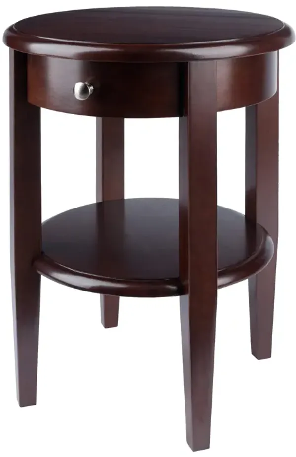 Casafoyer Elegant Round Walnut Table with Storage Drawer and Lower Shelf