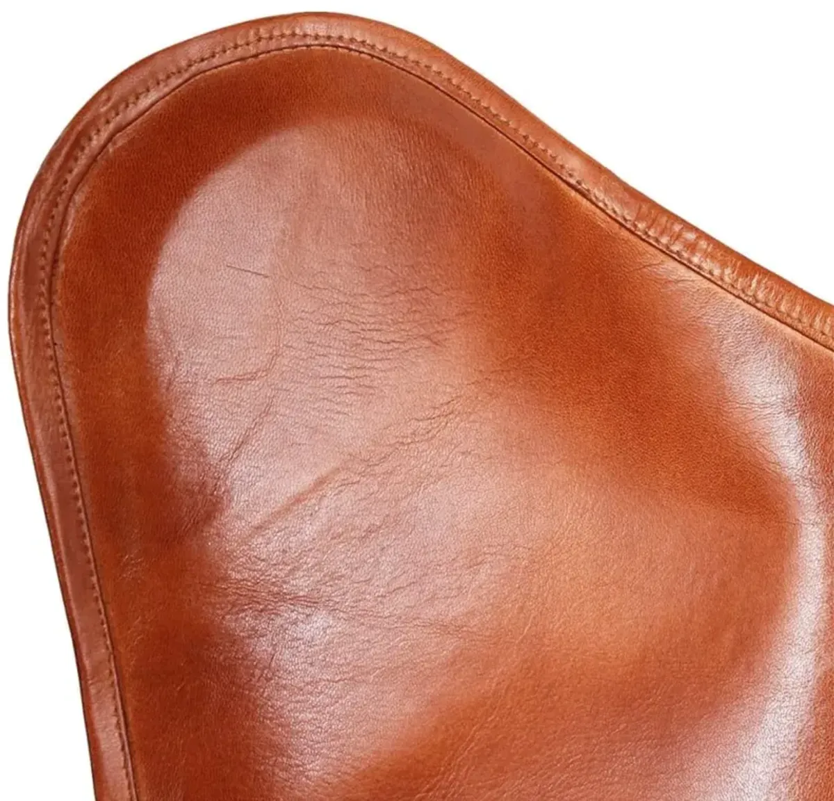 vidaXL Butterfly Chair Brown Real Leather