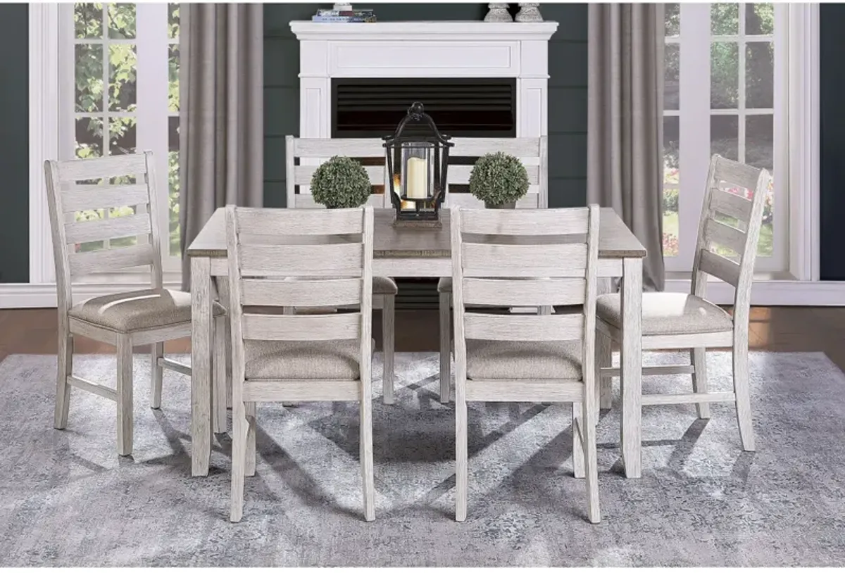 Transitional Design Rectangular 1 Piece Dining Table Grayish White And Brown Finish Furniture