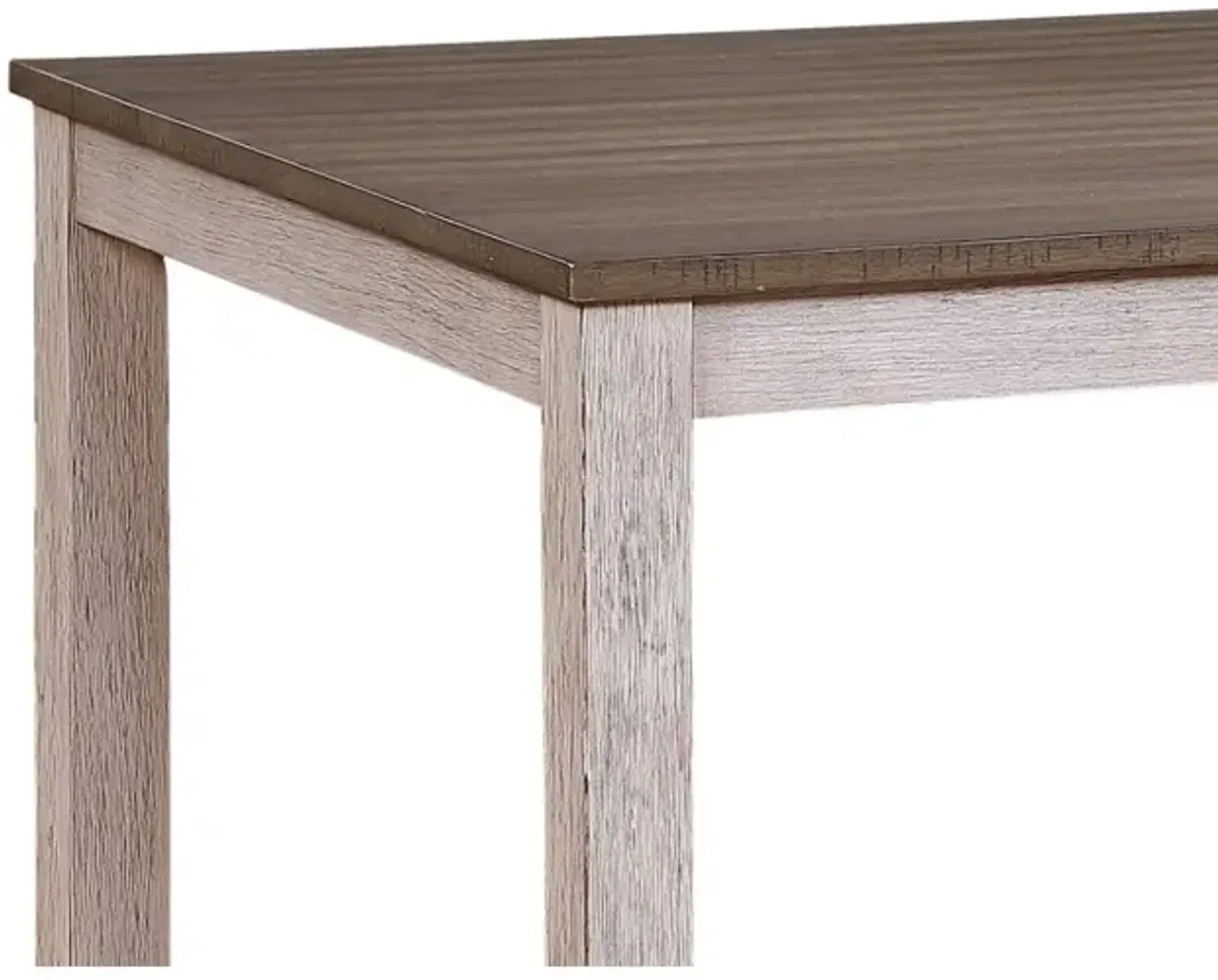 Transitional Design Rectangular 1 Piece Dining Table Grayish White And Brown Finish Furniture