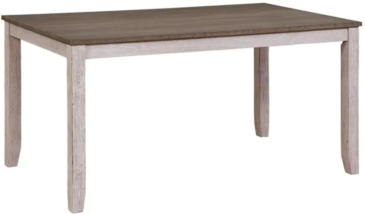 Transitional Design Rectangular 1 Piece Dining Table Grayish White And Brown Finish Furniture