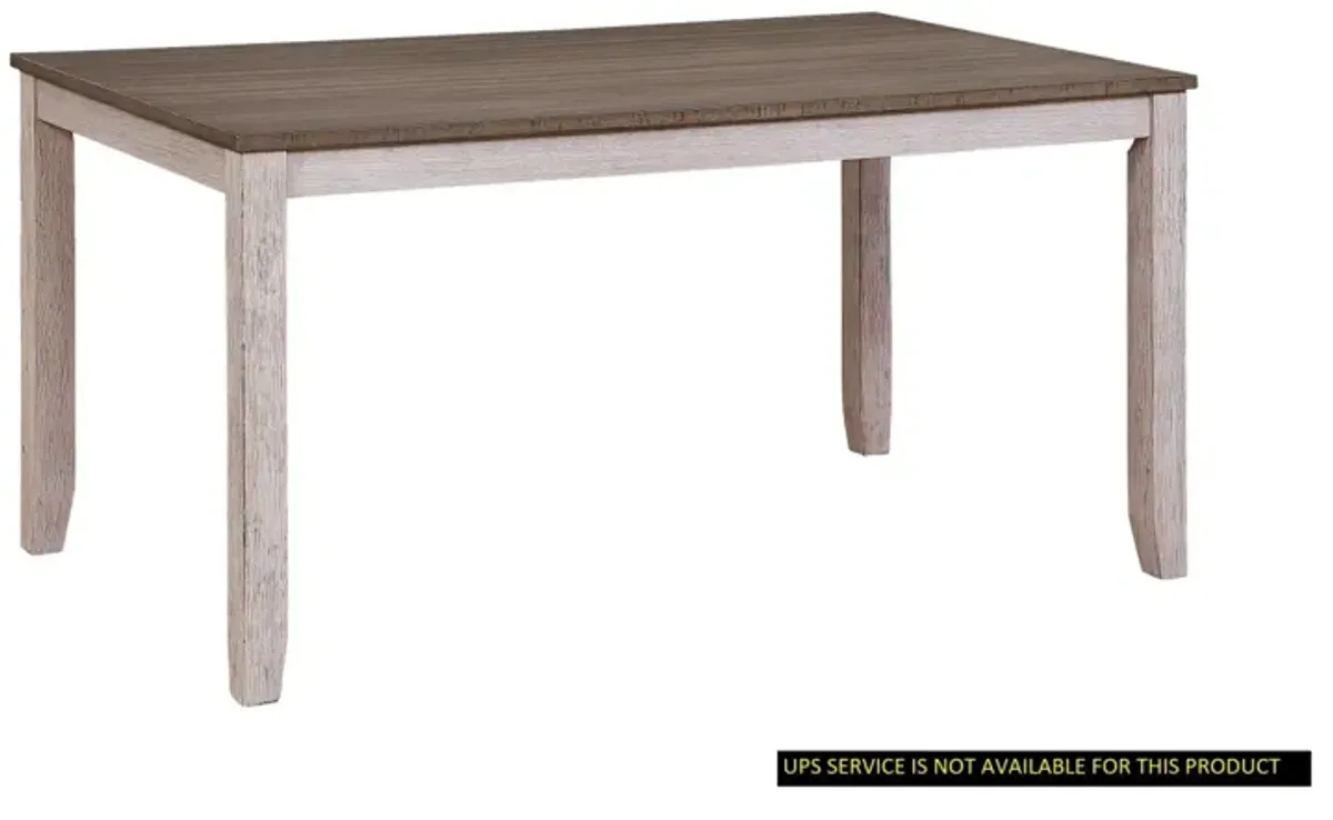 Transitional Design Rectangular 1 Piece Dining Table Grayish White And Brown Finish Furniture