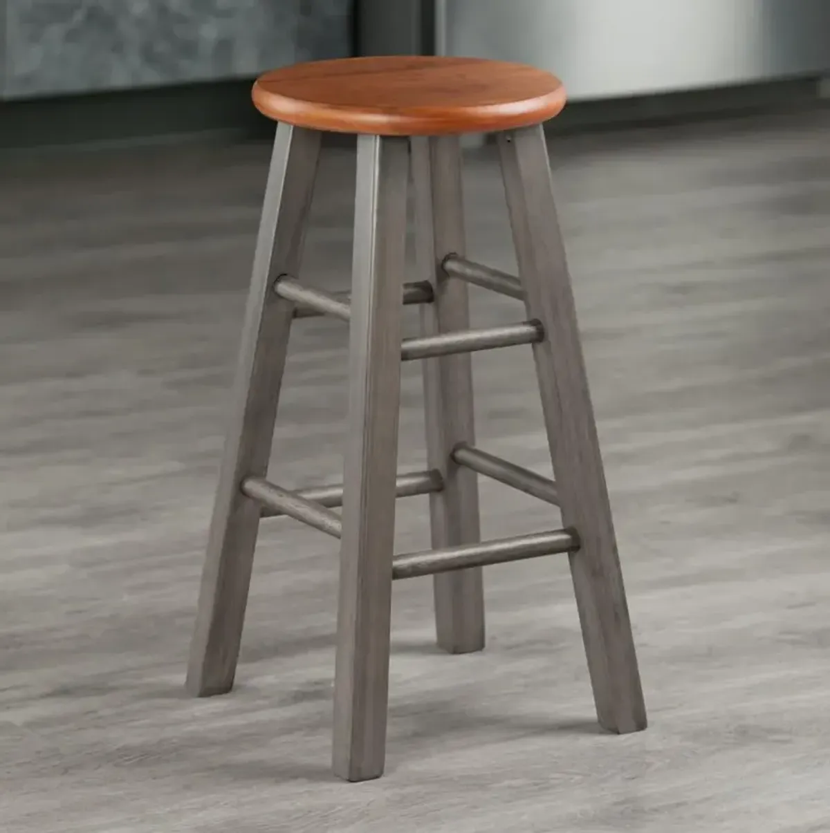 Ivy Counter Stool 24", Rustic Teak / Gray Finish