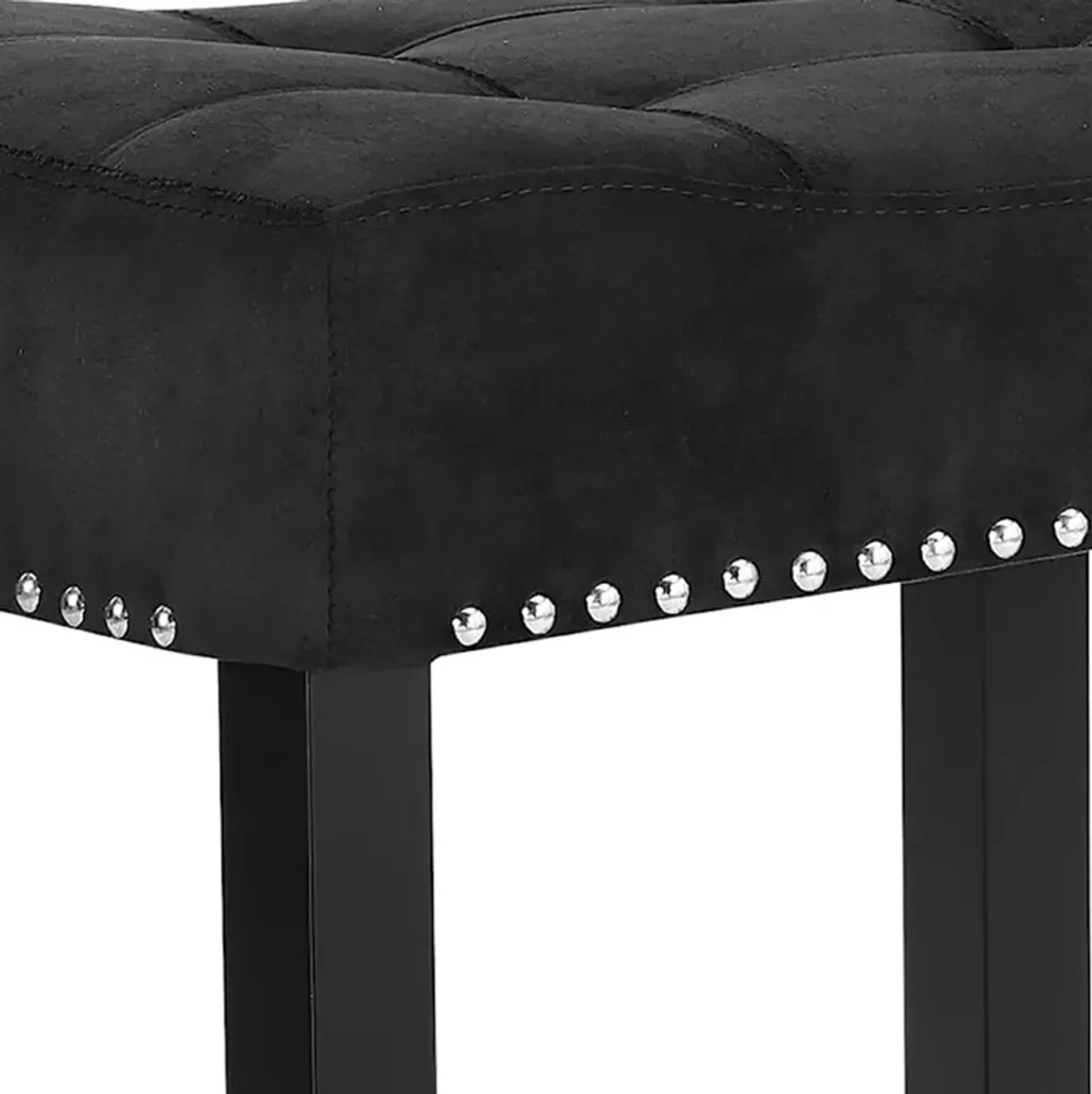 Jordan 26 Inch Counter Height Stool, Saddle Seat, Black Leather and Wood - Benzara