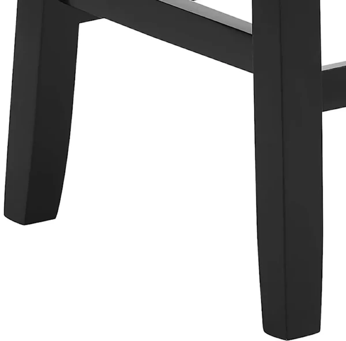 Jordan 26 Inch Counter Height Stool, Saddle Seat, Black Leather and Wood - Benzara