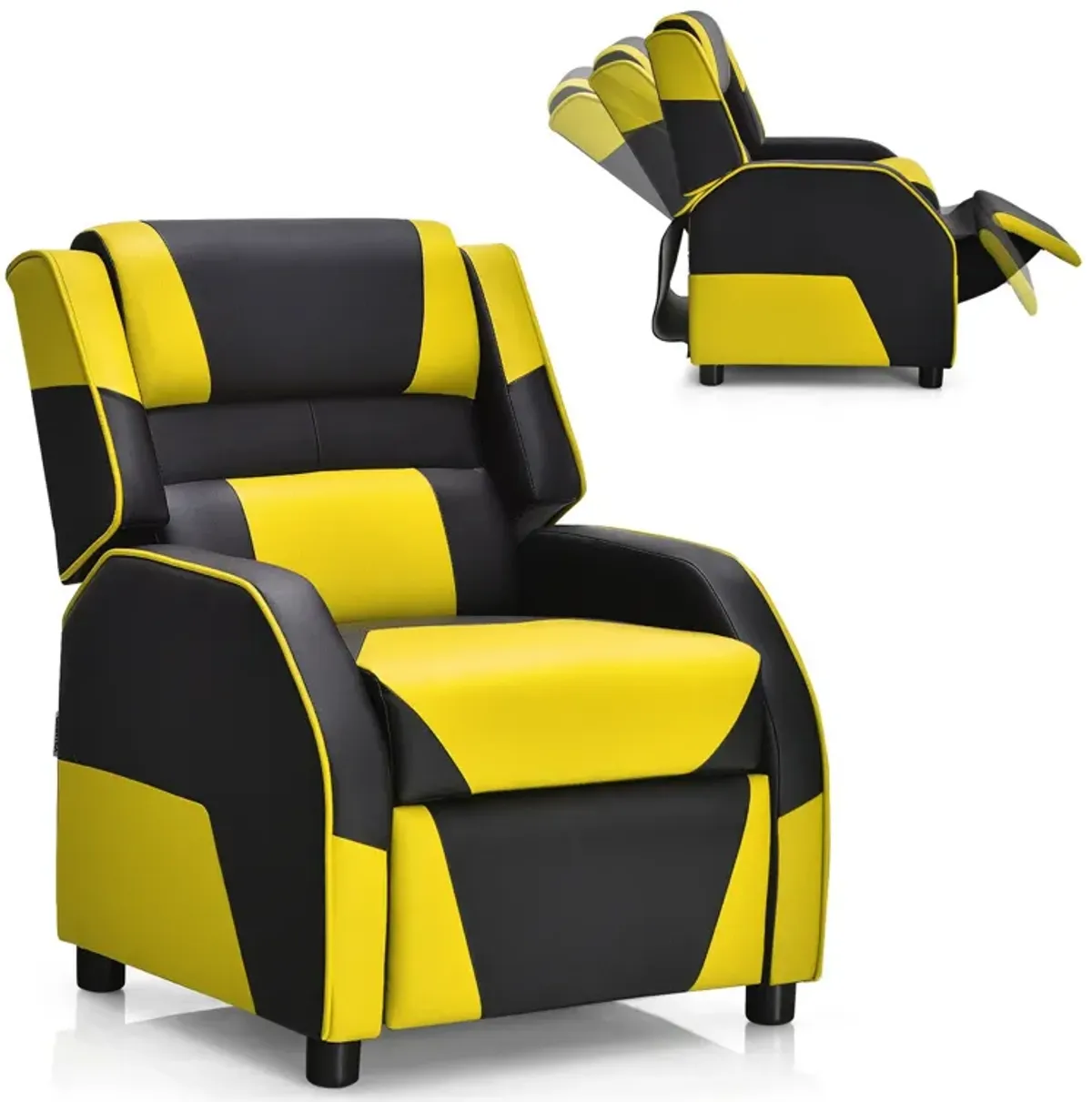 Kids Youth PU Leather Gaming Sofa Recliner with Headrest and Footrest