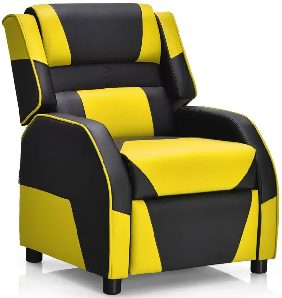 Kids Youth PU Leather Gaming Sofa Recliner with Headrest and Footrest