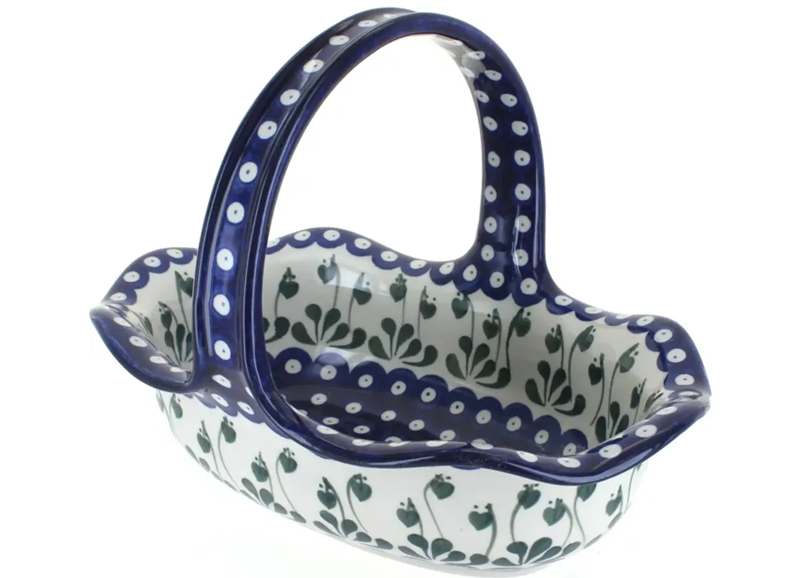 Blue Rose Polish Pottery Hummingbird Basket