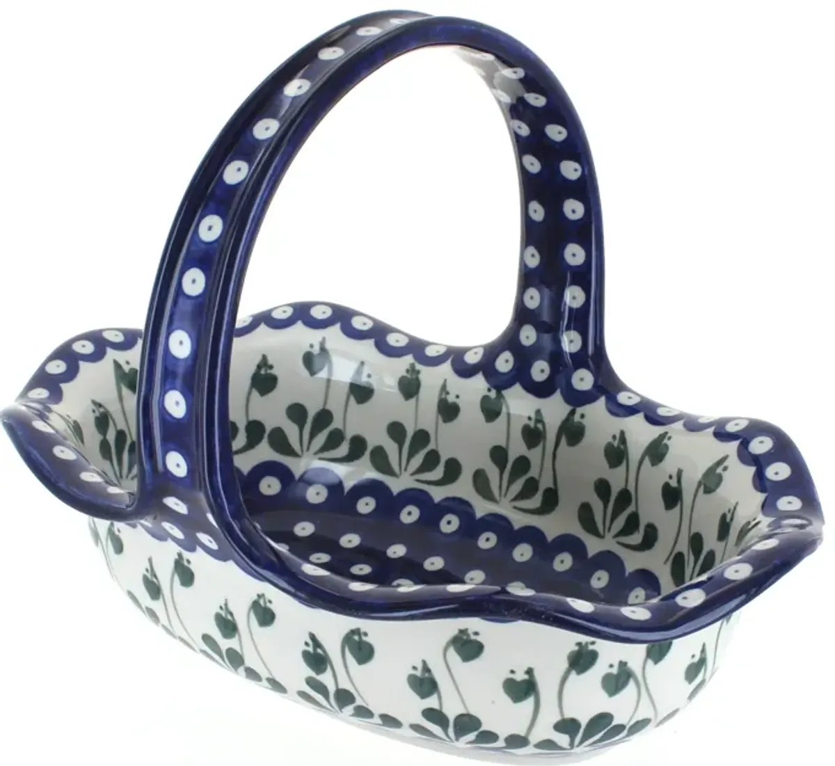 Blue Rose Polish Pottery Hummingbird Basket