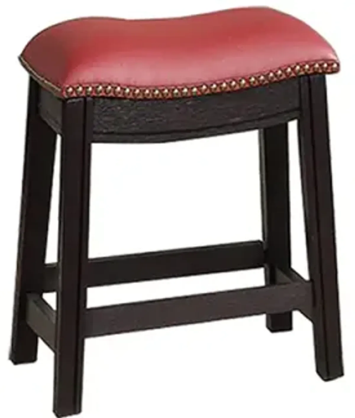 Burgundy PU Upholstery Stool, Set Of 2